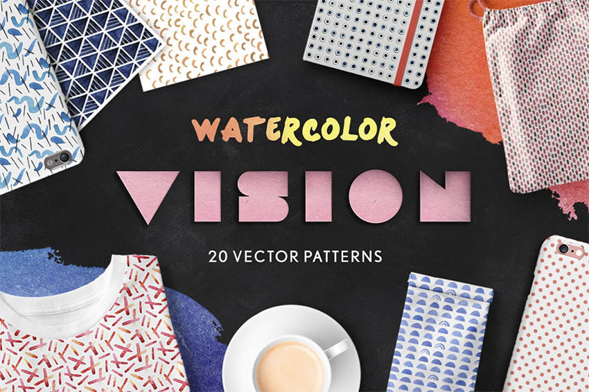 Watercolor Vision Vector Patterns for the Best Digital Scrapbook